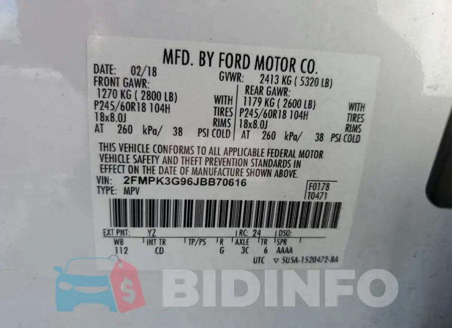 2FMPK3G96JBB70616 Photo# 14