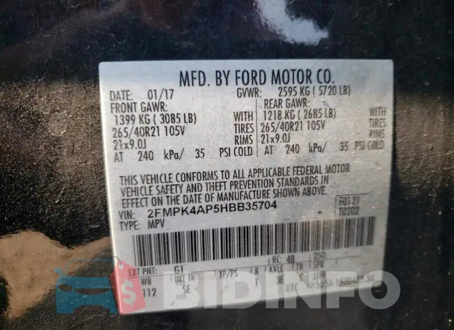 2FMPK4AP5HBB35704 Photo# 13