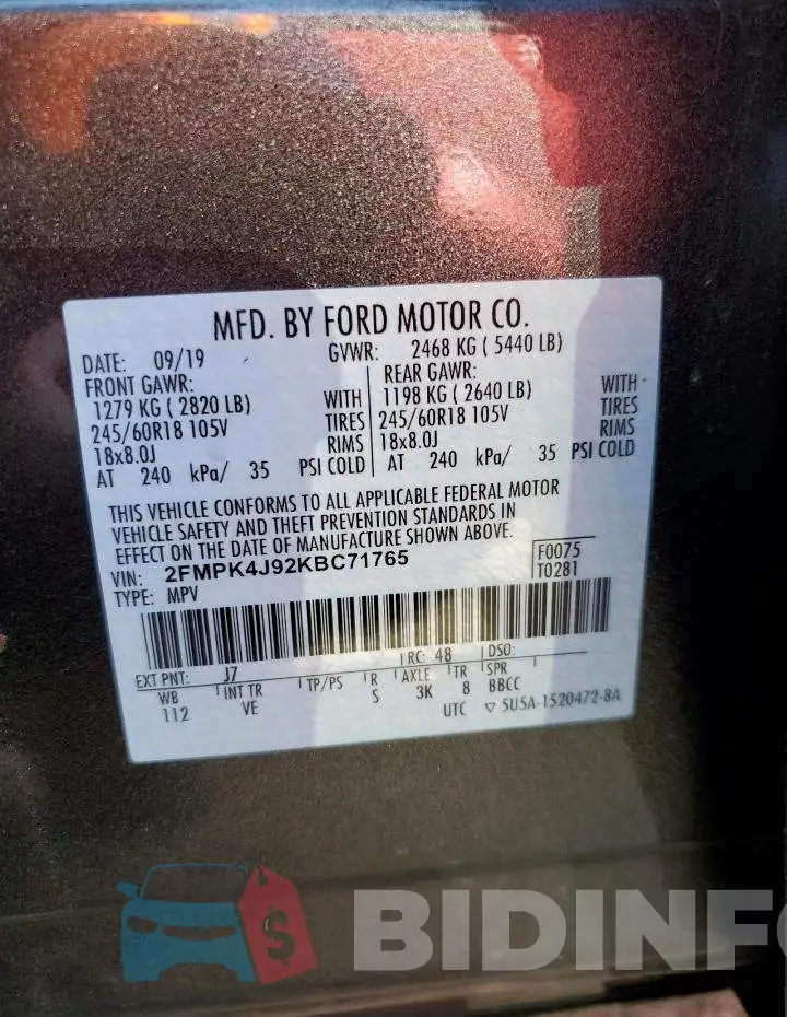 2FMPK4J92KBC71765 Photo# 12