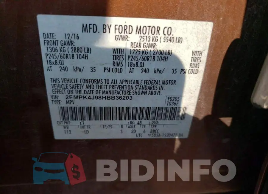 2FMPK4J98HBB36203 Photo# 12