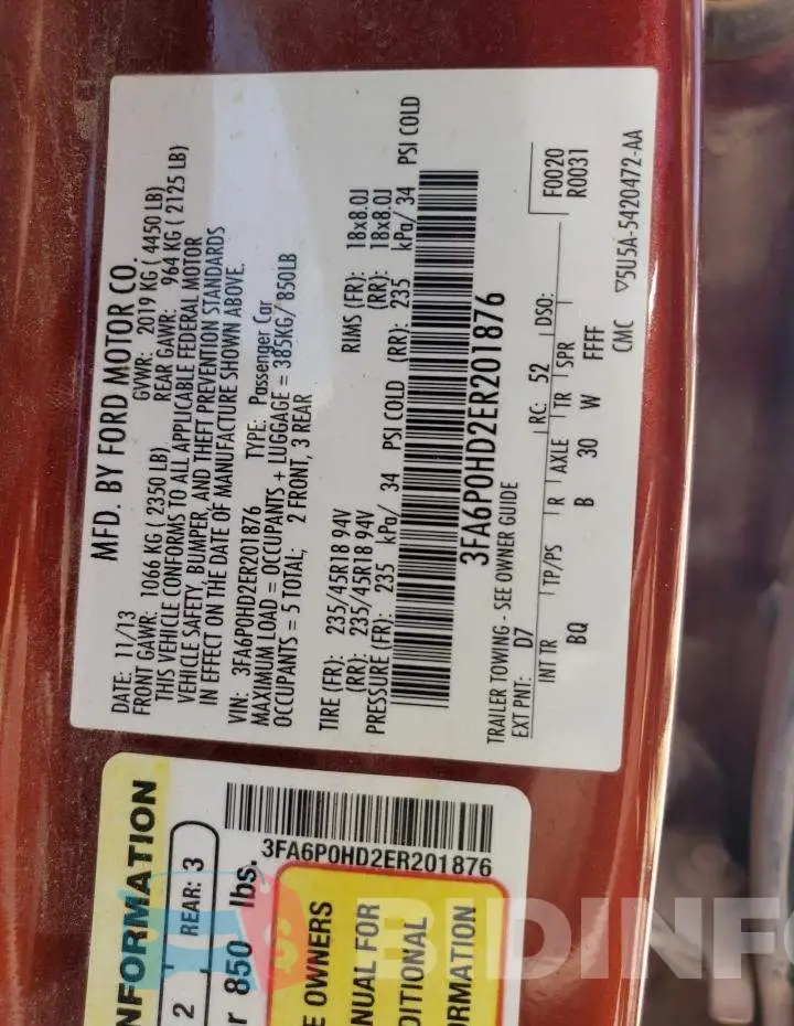 3FA6P0HD2ER201876 Photo# 12