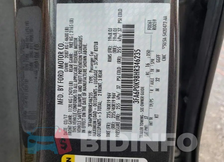 3FA6P0K98HR346235 Photo# 12