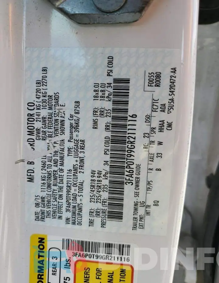 3FA6P0T99GR211116 Photo# 13