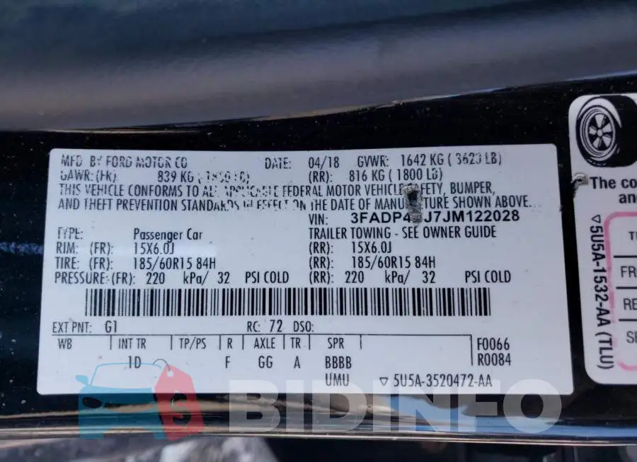 3FADP4BJ7JM122028 Photo# 12