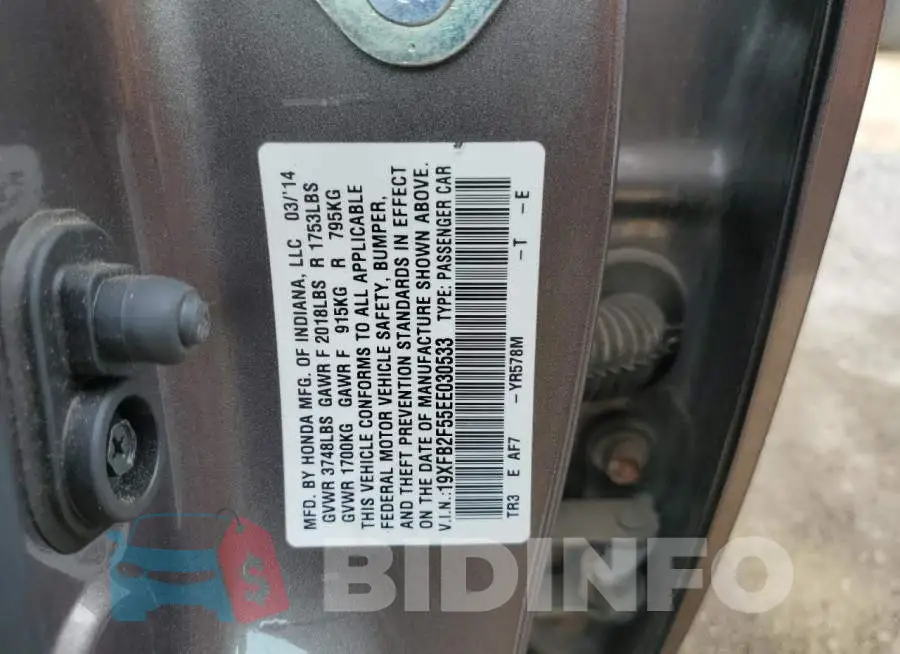 19XFB2F55EE030533 Photo# 12