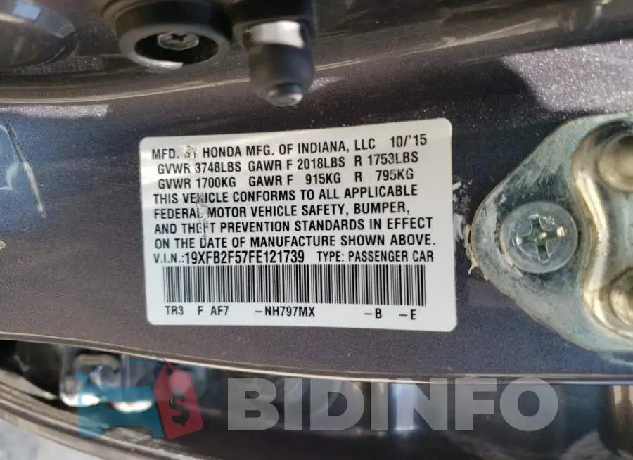 19XFB2F57FE121739 Photo# 12