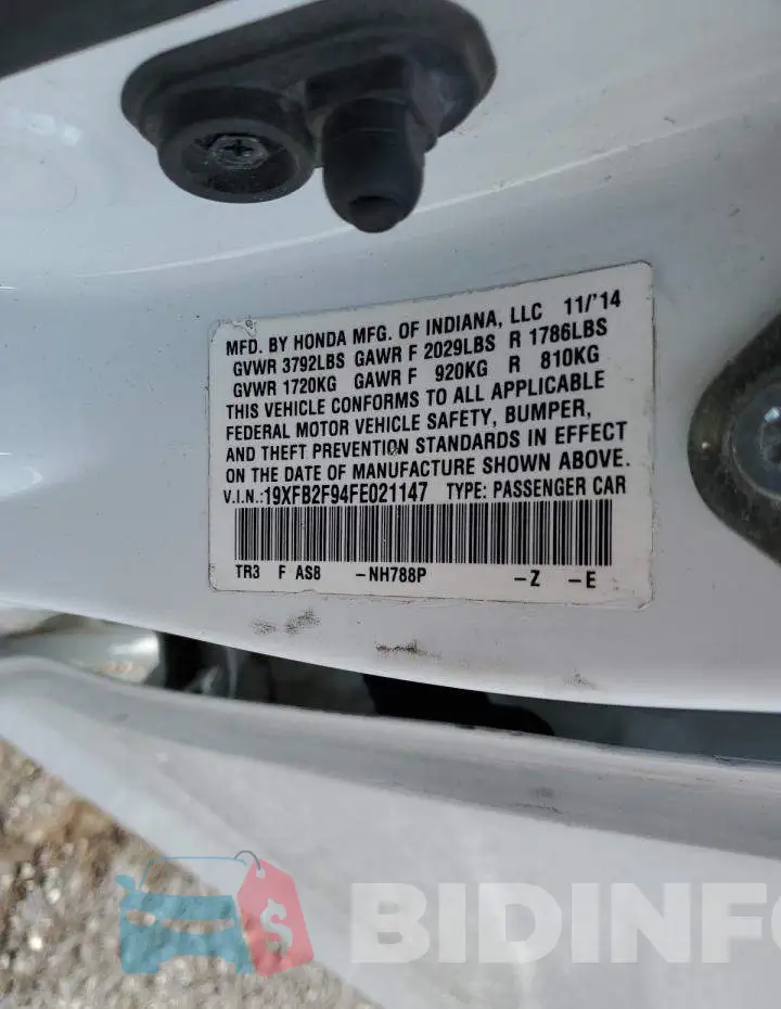 19XFB2F94FE021147 Photo# 12