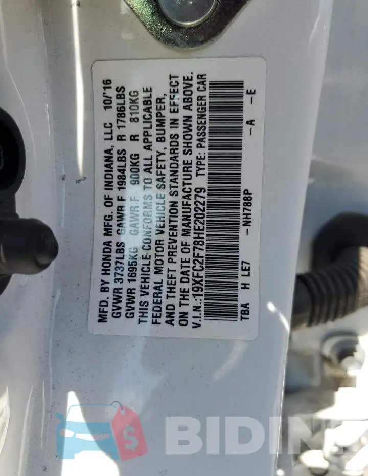 19XFC2F78HE202279 Photo# 12