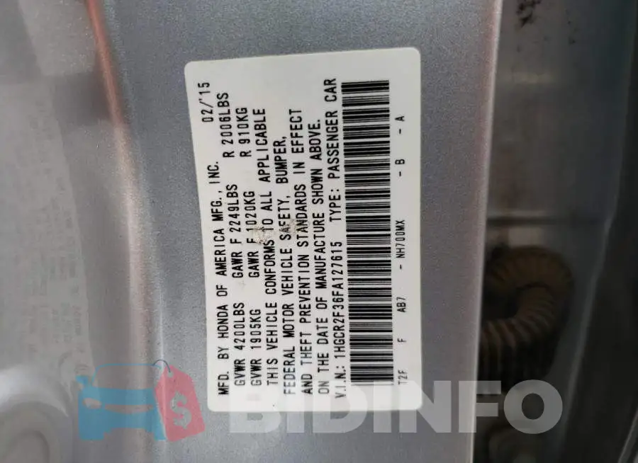 1HGCR2F36FA127615 Photo# 12