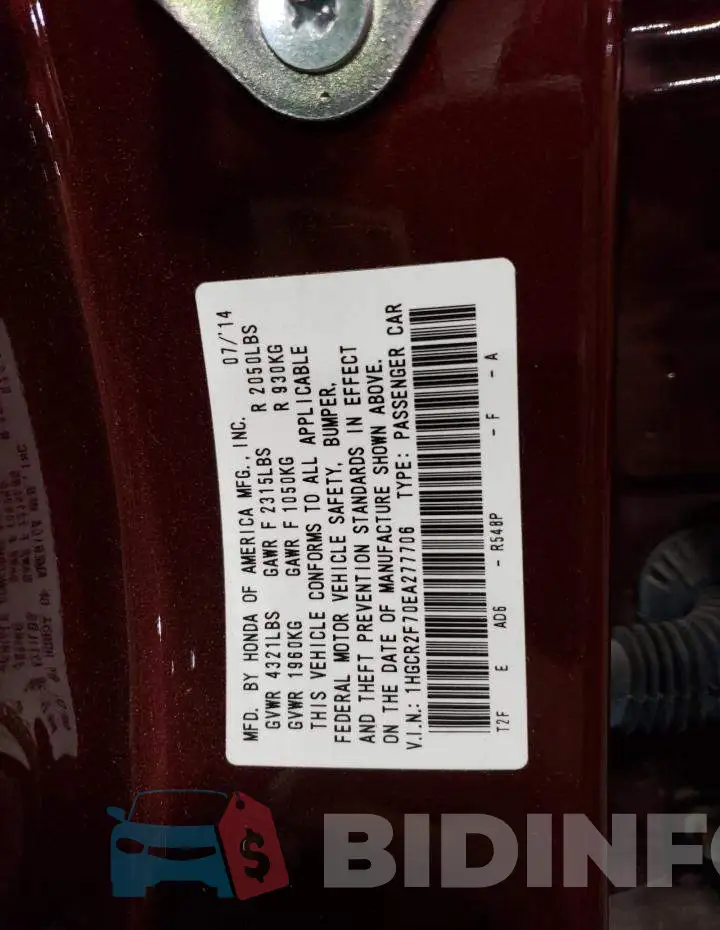 1HGCR2F70EA277706 Photo# 12