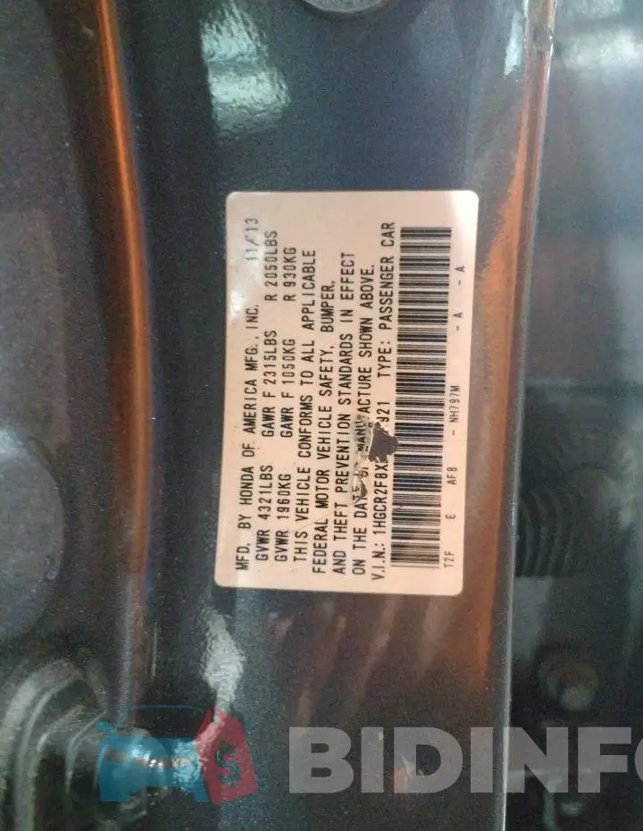 1HGCR2F8XEA079921 Photo# 13