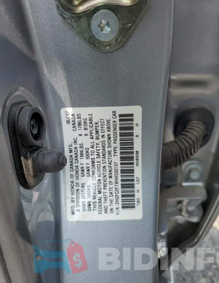 2HGFC2F7XHH550137 Photo# 12