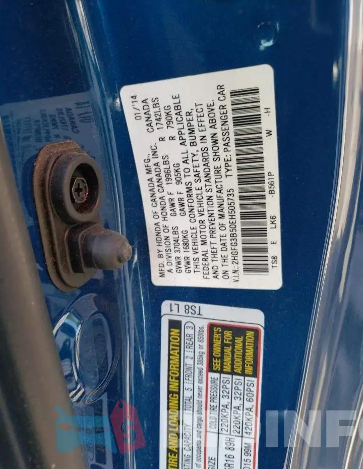 2HGFG3B50EH505735 Photo# 12