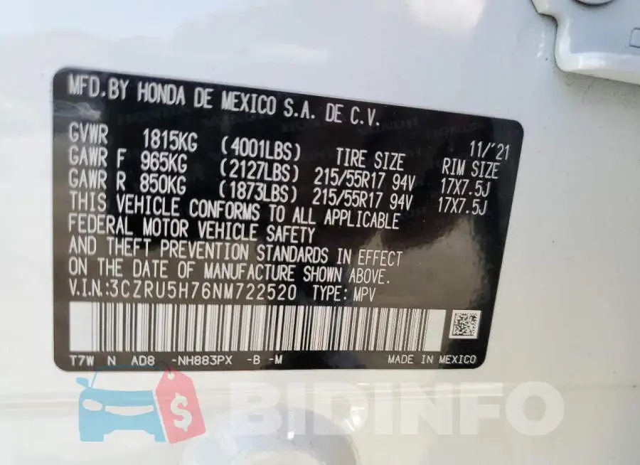 3CZRU5H76NM722520 Photo# 13