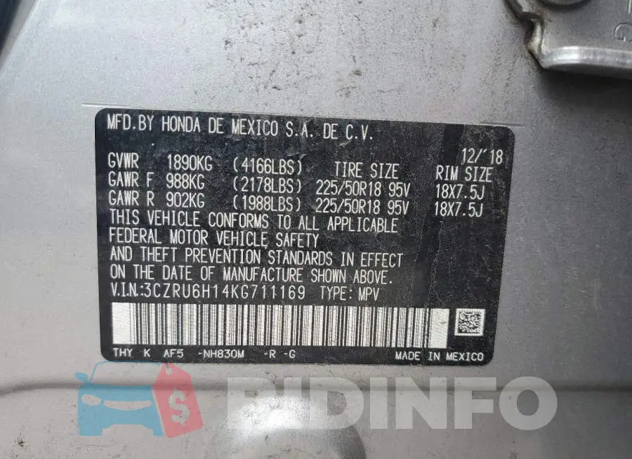 3CZRU6H14KG711169 Photo# 12