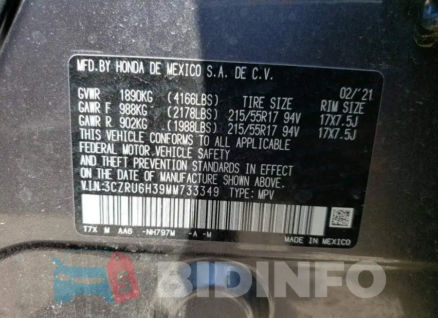 3CZRU6H39MM733349 Photo# 13