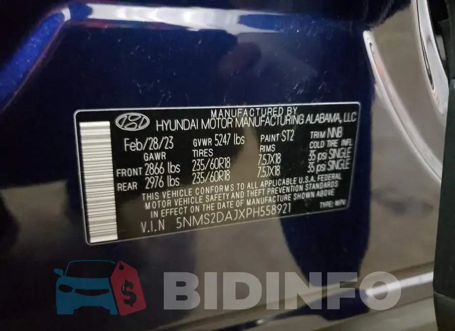 5NMS2DAJXPH558921 Photo# 13