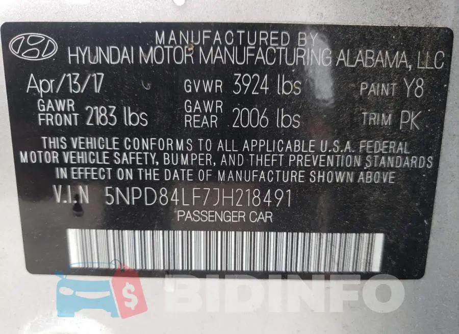 5NPD84LF7JH218491 Photo# 12