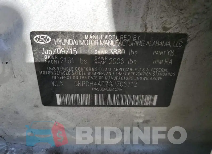 5NPDH4AE7GH706312 Photo# 12