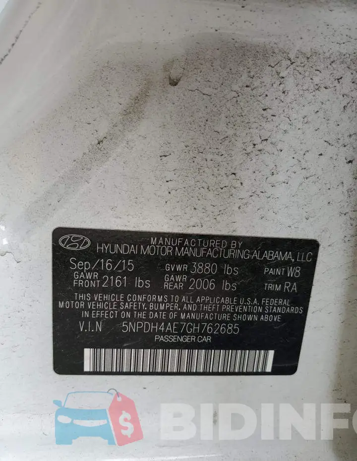 5NPDH4AE7GH762685 Photo# 12