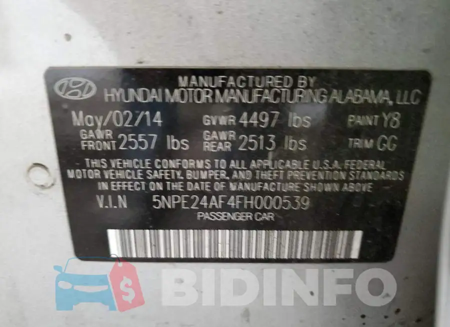5NPE24AF4FH000539 Photo# 12