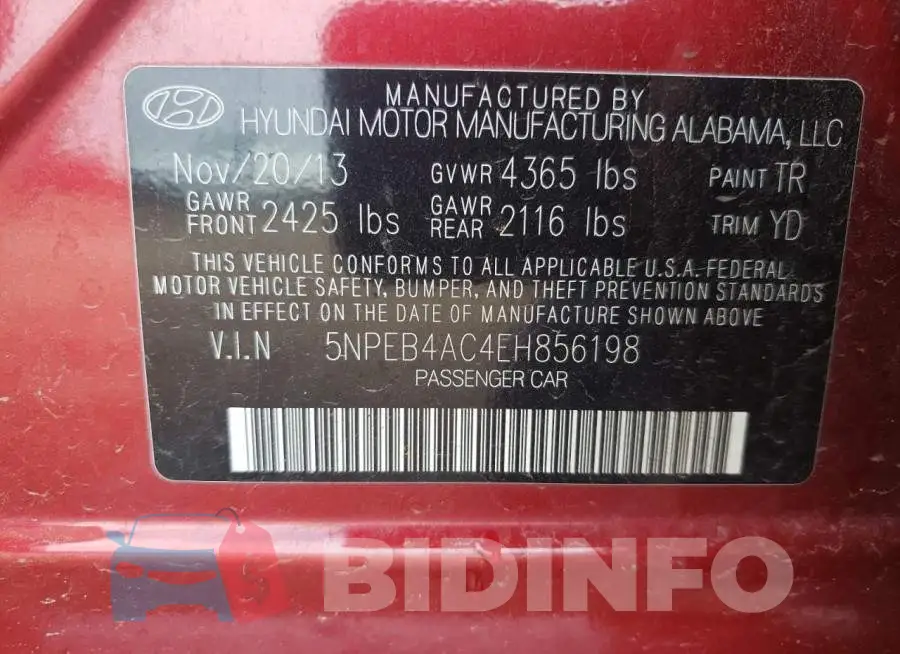 5NPEB4AC4EH856198 Photo# 12