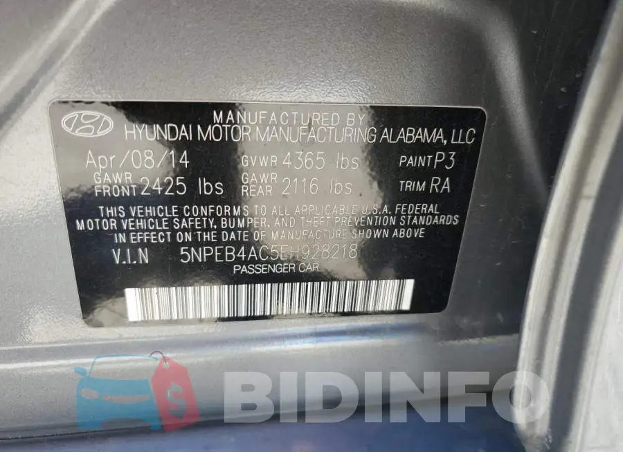 5NPEB4AC5EH928218 Photo# 12