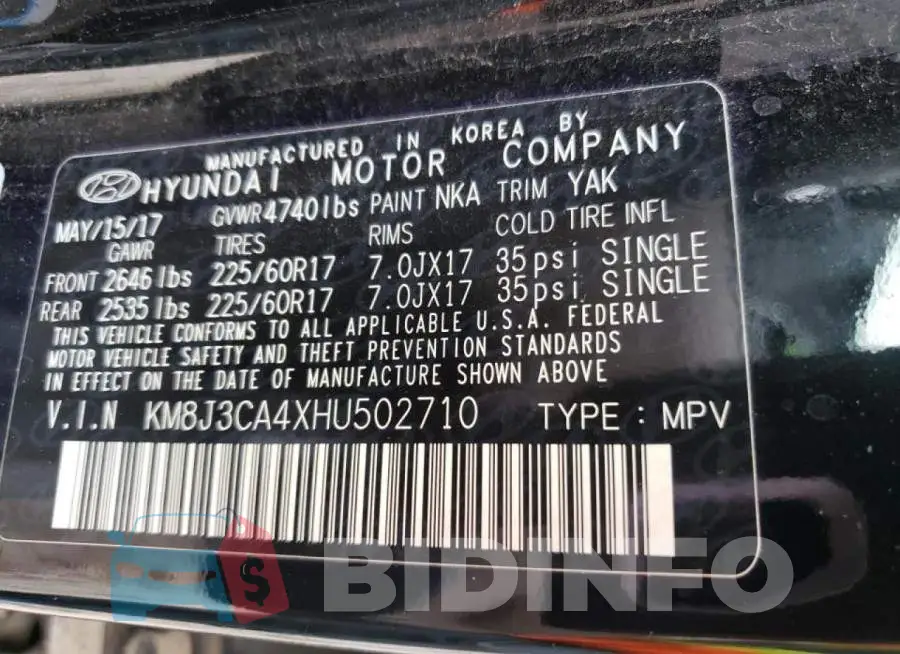 KM8J3CA4XHU502710 Photo# 12