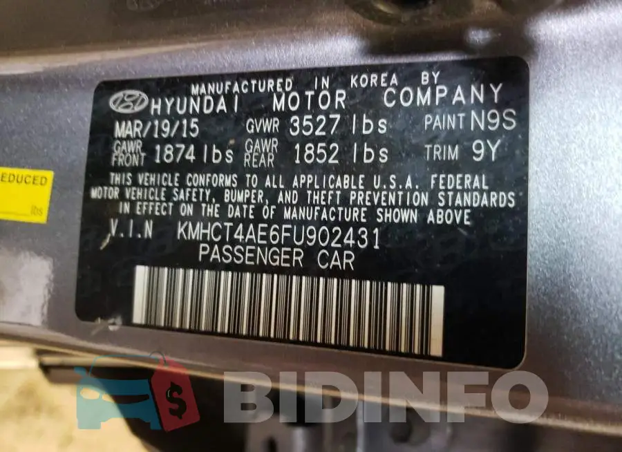 KMHCT4AE6FU902431 Photo# 12