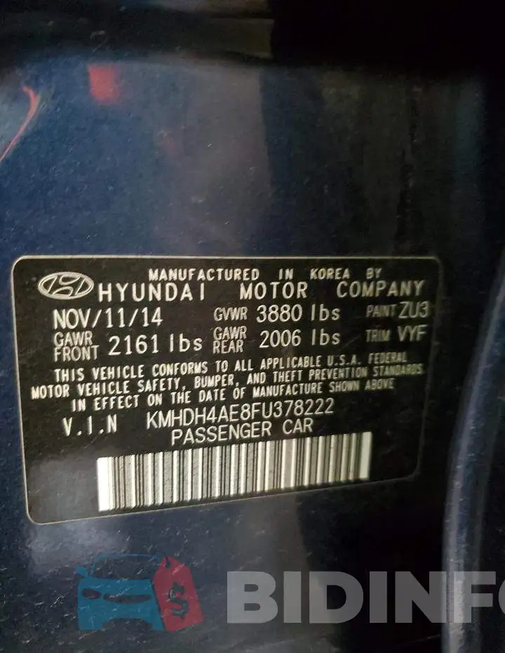 KMHDH4AE8FU378222 Photo# 13
