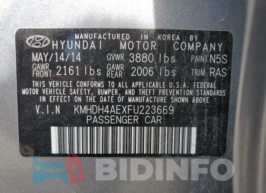 KMHDH4AEXFU223669 Photo# 13