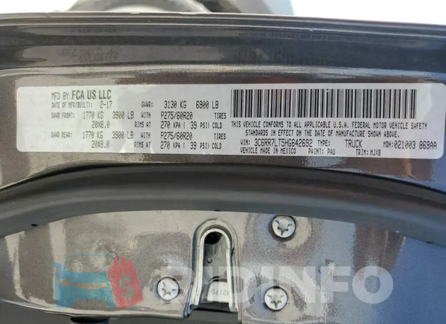 3C6RR7LT5HG642692 Photo# 12