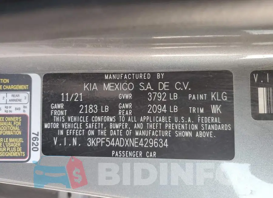 3KPF54ADXNE429634 Photo# 13