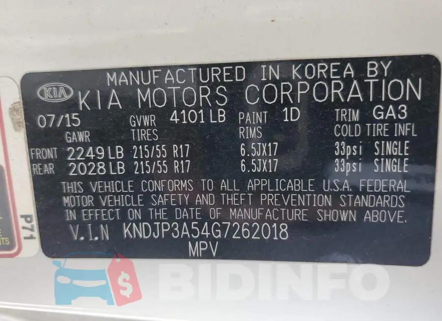 KNDJP3A54G7262018 Photo# 12