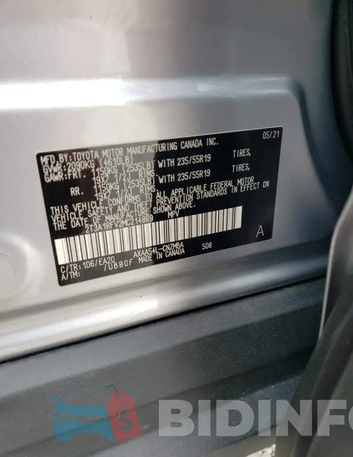 2T3A1RFV2MC214869 Photo# 13