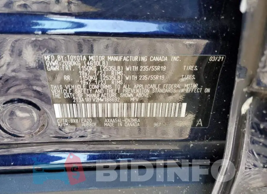 2T3A1RFV2MW188692 Photo# 12