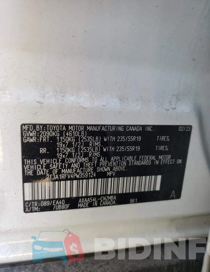 2T3A1RFV4PW359124 Photo# 13