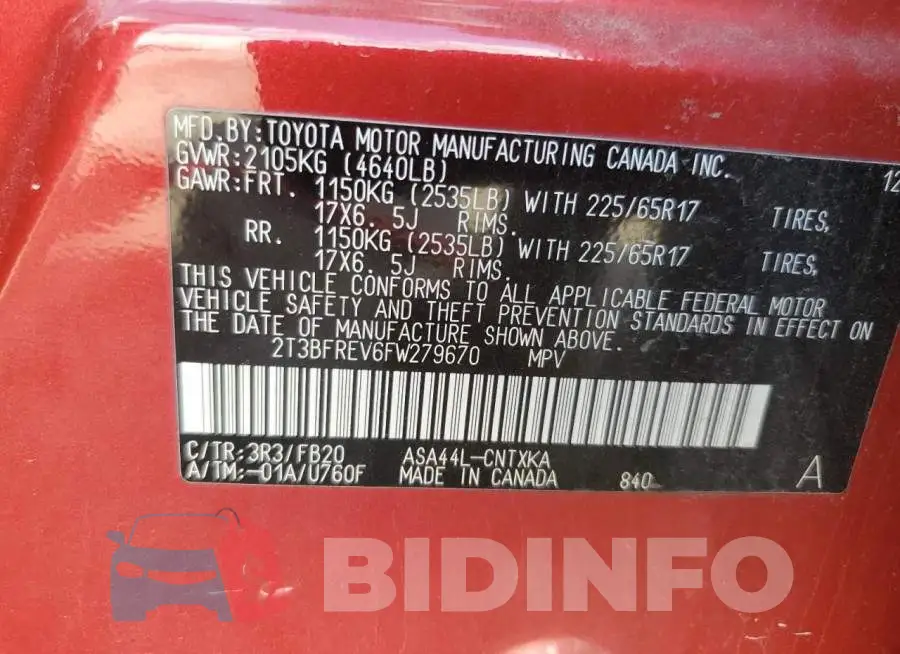 2T3BFREV6FW279670 Photo# 13