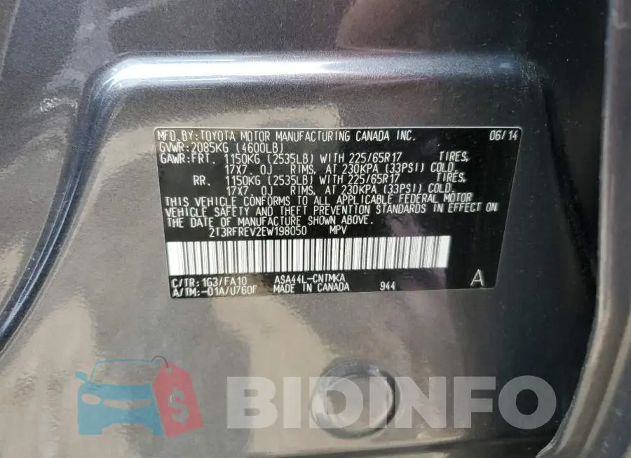 2T3RFREV2EW198050 Photo# 12