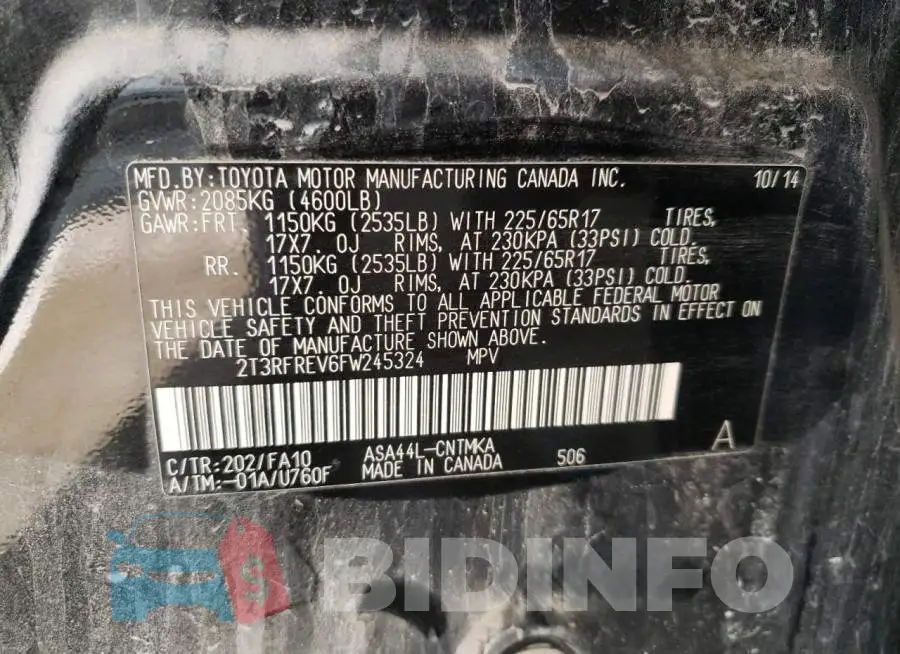 2T3RFREV6FW245324 Photo# 13