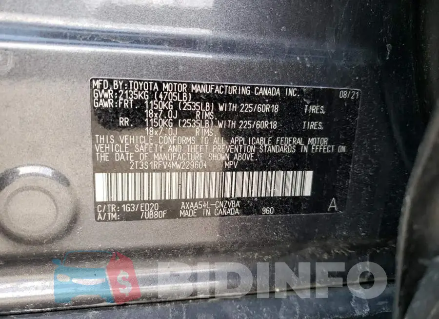 2T3S1RFV4MW229604 Photo# 13