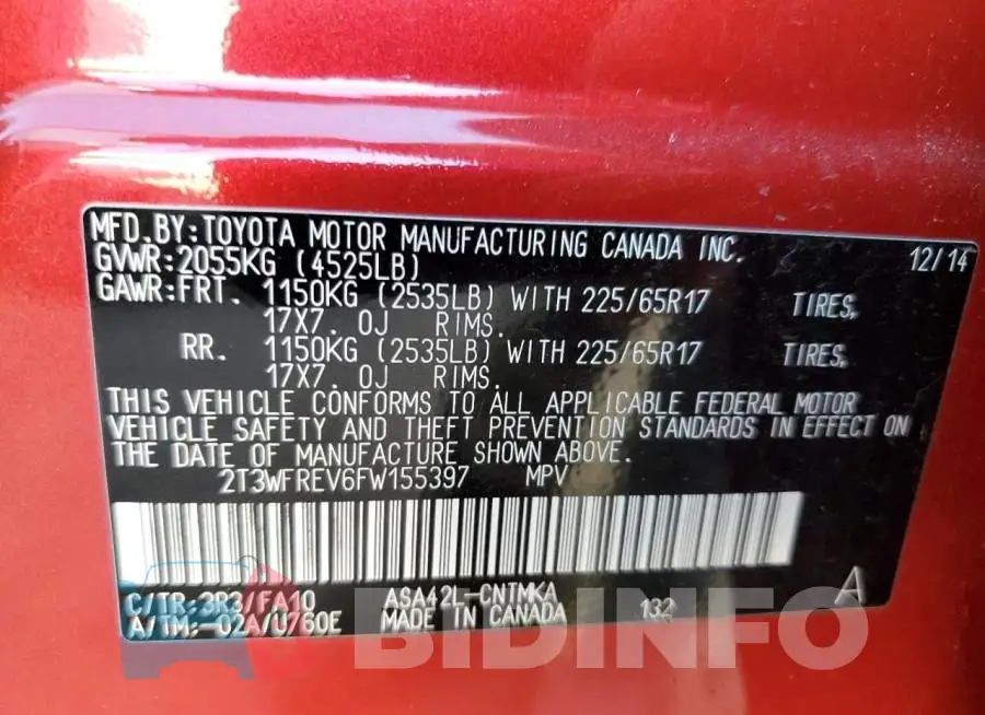 2T3WFREV6FW155397 Photo# 13