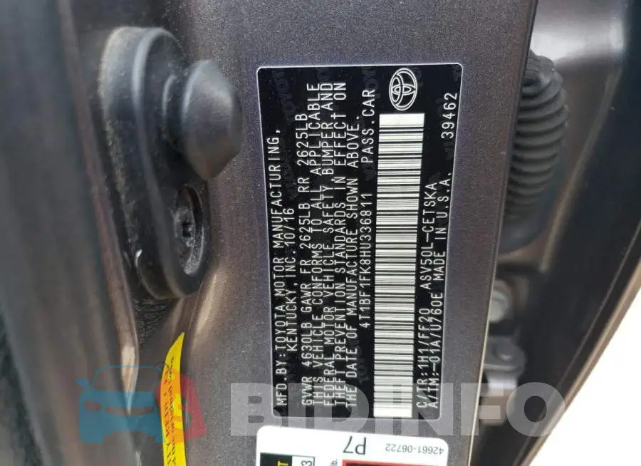 4T1BF1FK8HU336811 Photo# 12