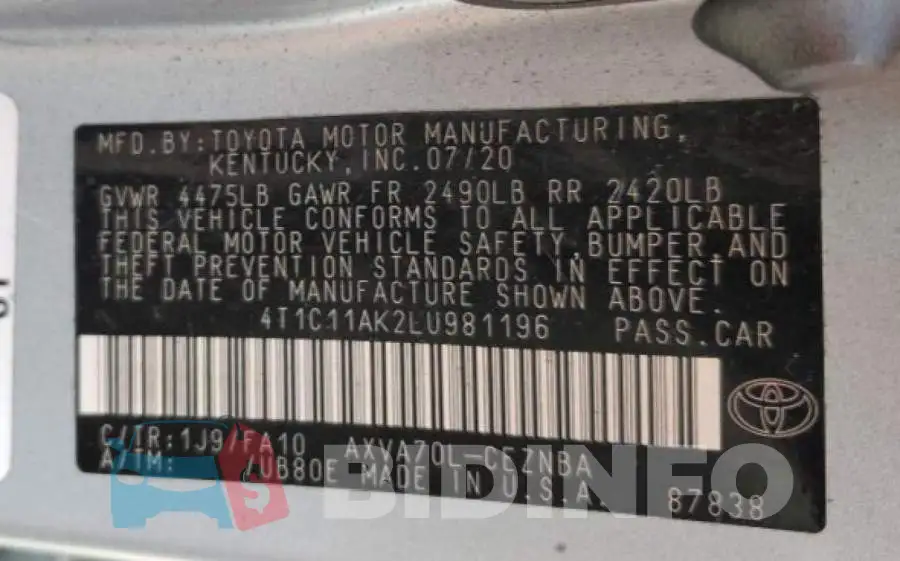 4T1C11AK2LU981196 Photo# 12