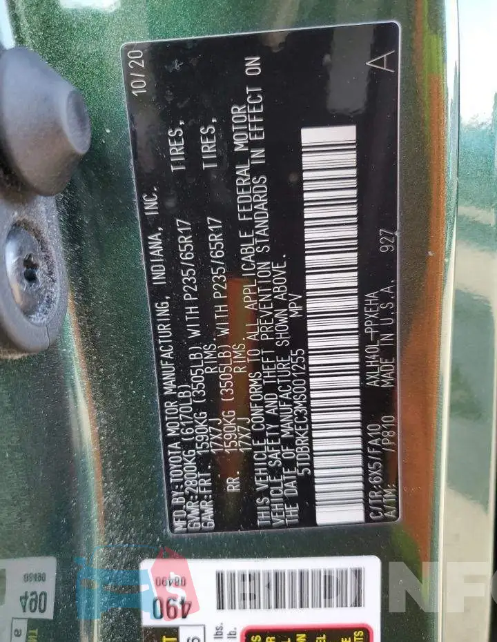 5TDBRKEC3MS001255 Photo# 13