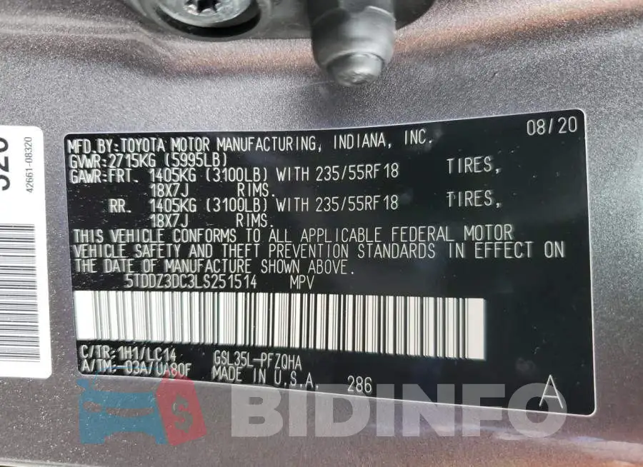 5TDDZ3DC3LS251514 Photo# 13
