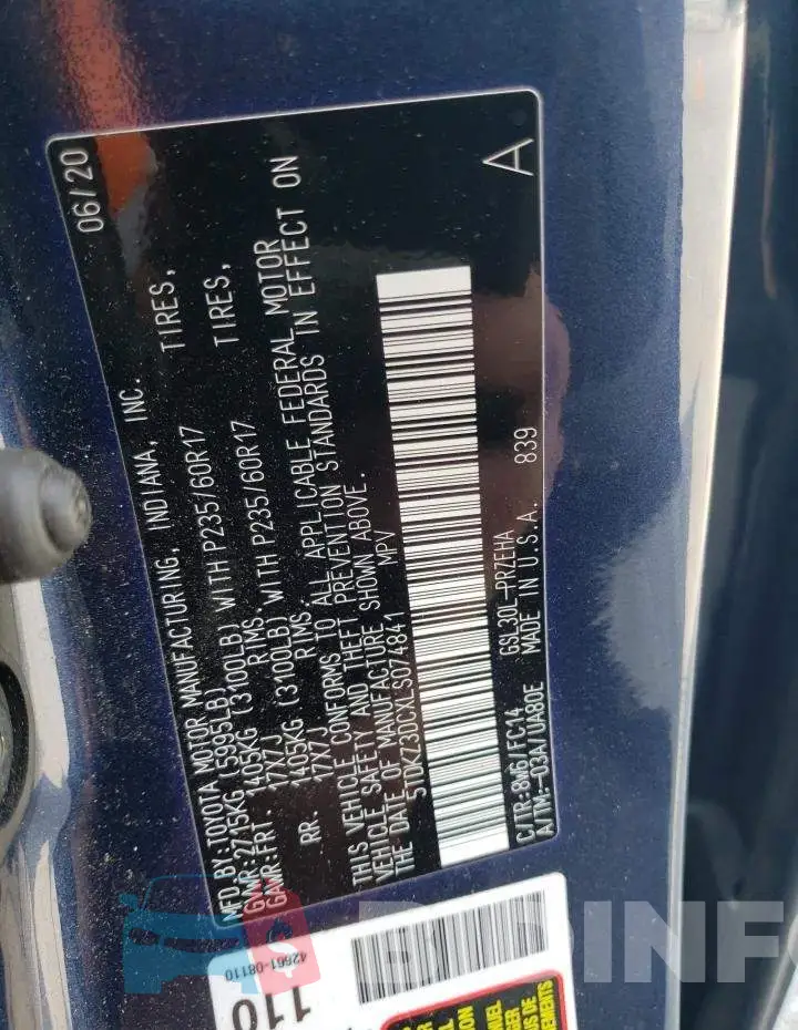 5TDKZ3DCXLS074841 Photo# 13