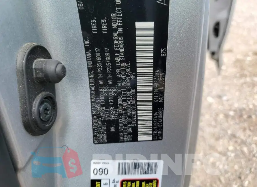 5TDZZ3DC2LS033330 Photo# 14