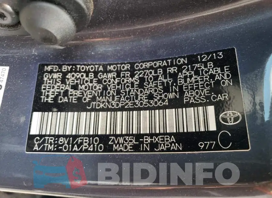 JTDKN3DP2E3053064 Photo# 12