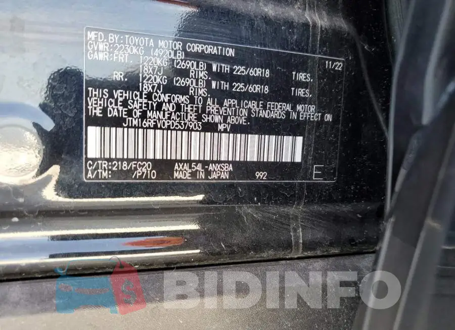 JTM16RFV0PD537903 Photo# 13
